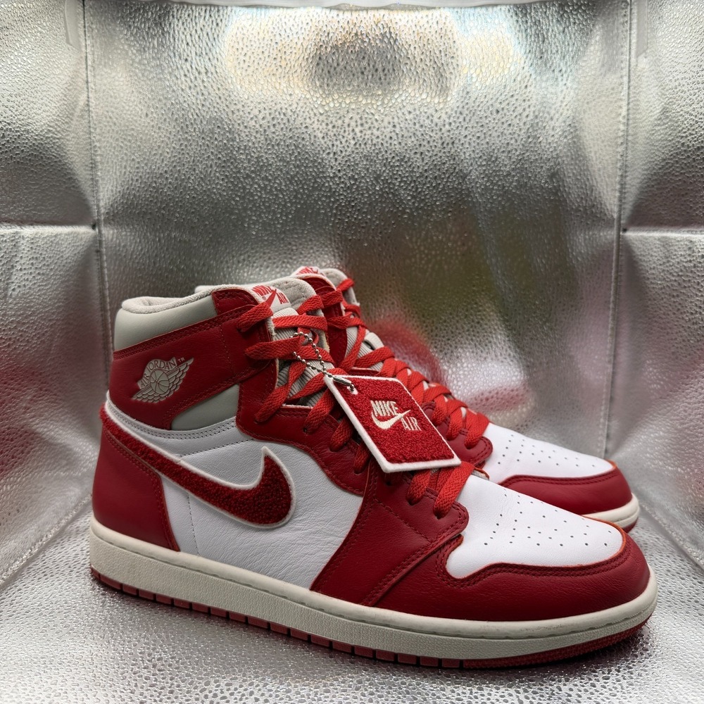 Size 12‎ Air Jordan 1 OG High Newstalgia Chenille Red Womens Sneakers DJ4891-061